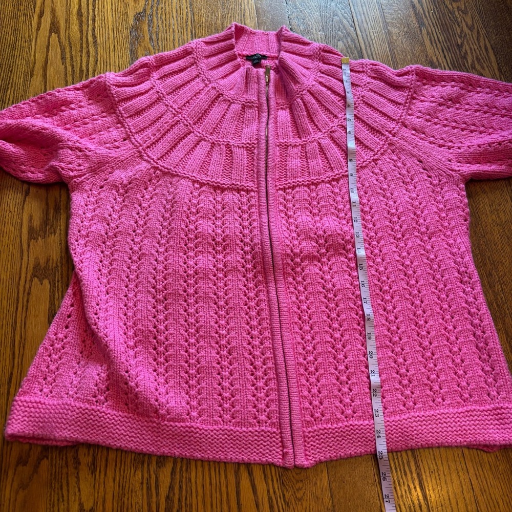 NEW NWT Talbots Pink Knit Zip-Front Cardigan 2X - Picture 7 of 7